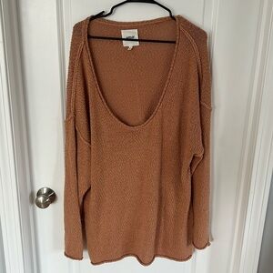 Orange / peach knit layering sweater oversized fit